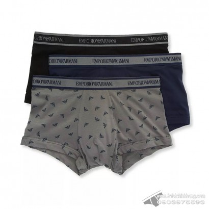 Quần lót nam Emporio Armani Core Logoband Stretch Cotton Trunk 3-pack Black/Pewter/Marine